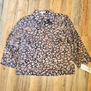 Choices Animal Print See Through Blouse Size Small NWT